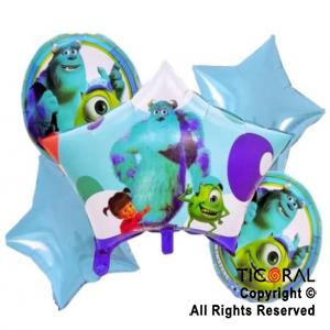 SET DE GLOBOS METALIZADO MONSTER INC X 5 UNIDADES